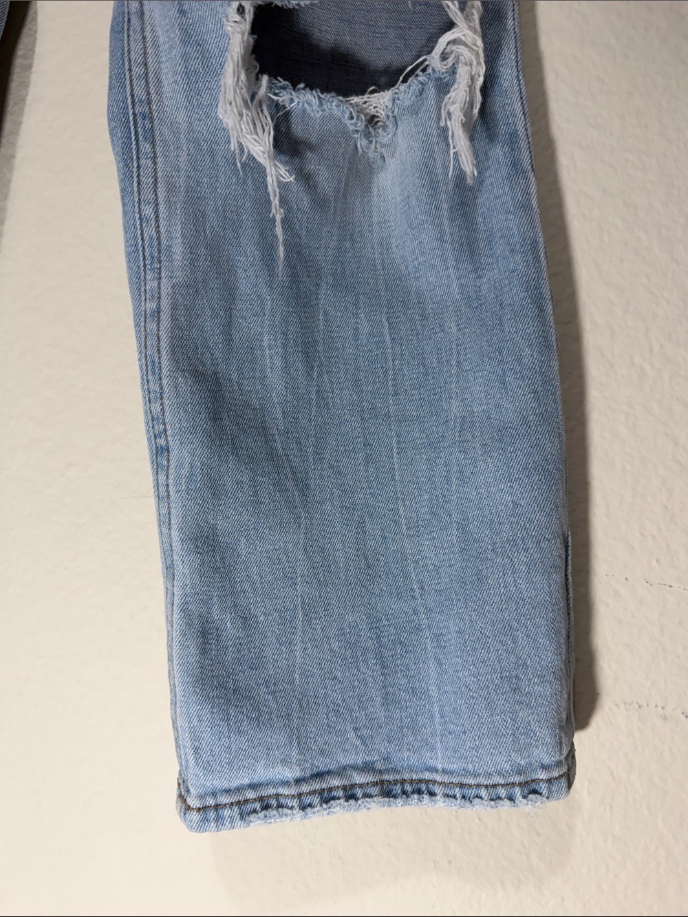 Abercrombie & Fitch Light Blue Distressed Straight-Leg Jeans - Picture 4 of 8